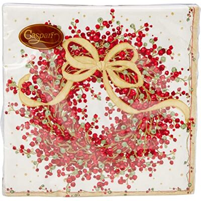 Caspari Entertaining with 8070D Lot de 20 serviettes de table carrées Motif couronne Rouge poivré 40 cm Caspari Entertaining with 8070D Lot de 20 serviettes de table carrées Motif couronne Rouge poivré 40 cm