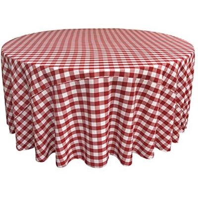 LA Linen Poly Checkered Round Tablecloth 132" Rouge/blanc LA Linen Poly Checkered Round Tablecloth 132" Rouge/blanc