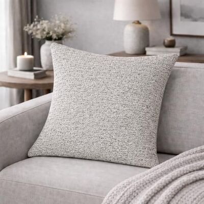 HOME WOHNIDEEN Housse de coussin, aspect lin, sans rembourrage, couleur : gris clair, dimensions : 50 x 50 cm, nombre : 1 HOME WOHNIDEEN Housse de coussin, aspect lin, sans rembourrage, couleur : gris clair, dimensions : 50 x 50 cm, nombre : 1