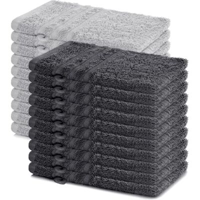 Lavea ® Lot de 20 Gants de Toilette 15x21 cm Anthracite et Argent 100% Coton, Doux et Absorbants, Idéals comme Gants de Toilette Bébé et Serviettes Visage pour Salle de Bain, Hôtel et Spa Lavea ® Lot de 20 Gants de Toilette 15x21 cm Anthracite et Argent 100% Coton, Doux et Absorbants, Idéals comme Gants de Toilette Bébé et Serviettes Visage pour Salle de Bain, Hôtel et Spa