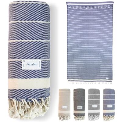 jazzylab VEREV Fouta Peshtemal 100% coton Motif chevrons élégant Ultra légère et absorbante Idéale pour plage, sauna, hammam & voyage Fabriquée en Turquie 90x180 cm, Marine jazzylab VEREV Fouta Peshtemal 100% coton Motif chevrons élégant Ultra légère et absorbante Idéale pour plage, sauna, hammam & voyage Fabriquée en Turquie 90x180 cm, Marine