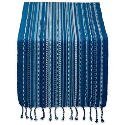 DII Dessus de table, coton, bleu, chemin de table, 35,6 x 182,9 cm DII Dessus de table, coton, bleu, chemin de table, 35,6 x 182,9 cm