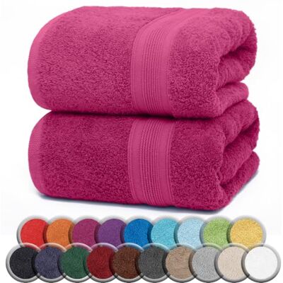 NatureMark Lot de 2 serviettes de sauna/de bain Qualité supérieure 80 x 200 cm 100% coton Couleur : rose NatureMark Lot de 2 serviettes de sauna/de bain Qualité supérieure 80 x 200 cm 100% coton Couleur : rose