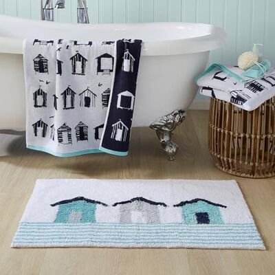 Fusion Tapis de bain antidérapant pour salle de bain Motif cabines de plage Bleu 50 x 80 cm Fusion Tapis de bain antidérapant pour salle de bain Motif cabines de plage Bleu 50 x 80 cm