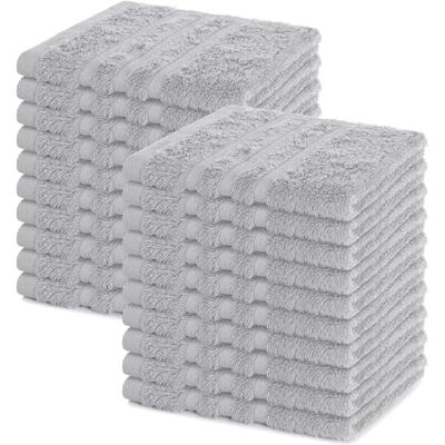 Lavea ® Lot de 20 Lavettes 30x30 cm Argent 100% Coton Éponge, Serviettes Visage et Serviettes Invité Douces et Absorbantes, Lavables pour Salle de Bain, Maison, Hôtel Lavea ® Lot de 20 Lavettes 30x30 cm Argent 100% Coton Éponge, Serviettes Visage et Serviettes Invité Douces et Absorbantes, Lavables pour Salle de Bain, Maison, Hôtel