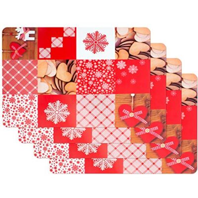 Venilia Ensemble de Sets de Nappe Rouge - Multifonctionnel, sûr pour aliment 45x30cm pour 4 Venilia Ensemble de Sets de Nappe Rouge - Multifonctionnel, sûr pour aliment 45x30cm pour 4