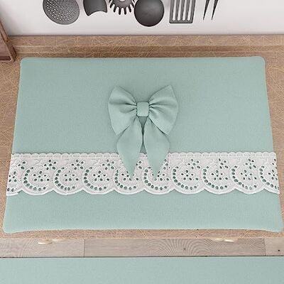 PETTI Artigiani Italiani Couvre-cuiseur élégant, couvre-cuiseur Shabby Chic en couleur unie avec volants en dentelle Sangallo et nœuds, couvre-cuisinière en coton, couvre-cuisinière 70 x 50 cm Aqua PETTI Artigiani Italiani Couvre-cuiseur élégant, couvre-cuiseur Shabby Chic en couleur unie avec volants en dentelle Sangallo et nœuds, couvre-cuisinière en coton, couvre-cuisinière 70 x 50 cm Aqua