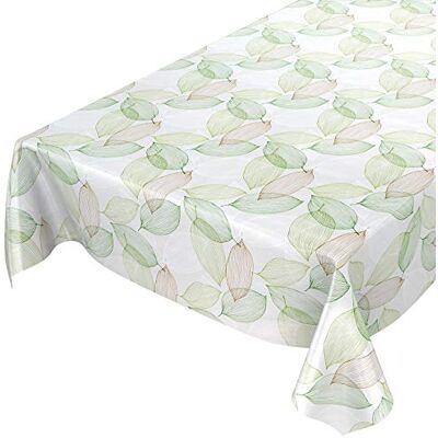 ANRO Nappe, Toile cirée, Nappe lavable, motif feuilles, style moderne et abstrait, Toile cirée, Grün Hellgrau Frische, 240 x 140cm ANRO Nappe, Toile cirée, Nappe lavable, motif feuilles, style moderne et abstrait, Toile cirée, Grün Hellgrau Frische, 240 x 140cm