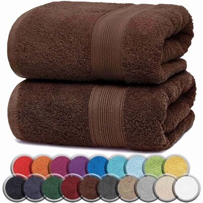 NatureMark Lot de 2 serviettes de bain/douche de qualité supérieure en 100 % coton doux et durable avec boucle de suspension 100 x 150 cm Marron chocolat NatureMark Lot de 2 serviettes de bain/douche de qualité supérieure en 100 % coton doux et durable avec boucle de suspension 100 x 150 cm Marron chocolat
