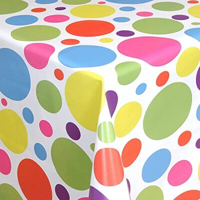 Euromat Nappe en toile cirée lavable Nappe de jardin Imperméable Lavable Certifié Öko-Tex À pois multicolores 06021-00 260 x 140 cm Euromat Nappe en toile cirée lavable Nappe de jardin Imperméable Lavable Certifié Öko-Tex À pois multicolores 06021-00 260 x 140 cm