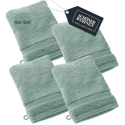 Schöner Wohnen Kollektion SCHÖNER WOHNEN Lot de 4 gants de toilette de qualité supérieure pour bébé 16 x 21 cm – Absorbants – Gants de toilette de luxe verts – 100 % coton – Doux et moelleux – Combinables comme ensemble de Schöner Wohnen Kollektion SCHÖNER WOHNEN Lot de 4 gants de toilette de qualité supérieure pour bébé 16 x 21 cm – Absorbants – Gants de toilette de luxe verts – 100 % coton – Doux et moelleux – Combinables comme ensemble de