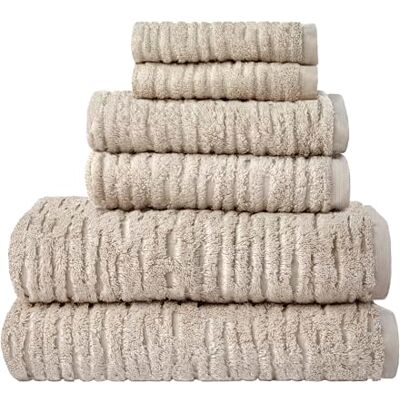 SKL Home CloudSoft Lot de 6 serviettes en coton avoine SKL Home CloudSoft Lot de 6 serviettes en coton avoine