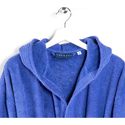 Caleffi Minorque 75742 Peignoir avec capuche, coton, bleu, S Caleffi Minorque 75742 Peignoir avec capuche, coton, bleu, S