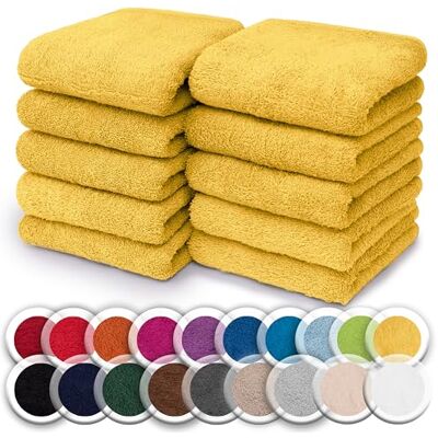 NatureMark Lot de 10 gants de toilette 100% coton Gants de toilette en éponge Dimensions : 30 x 30 cm Serviettes éponge en lot de 10 Couleur : jaune NatureMark Lot de 10 gants de toilette 100% coton Gants de toilette en éponge Dimensions : 30 x 30 cm Serviettes éponge en lot de 10 Couleur : jaune