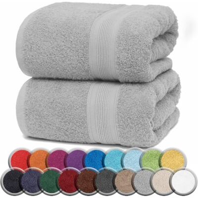 NatureMark Lot de 2 Serviettes de Sauna, Qualité Supérieure, 80 x 200 cm, 100% Coton, Gris Argent NatureMark Lot de 2 Serviettes de Sauna, Qualité Supérieure, 80 x 200 cm, 100% Coton, Gris Argent