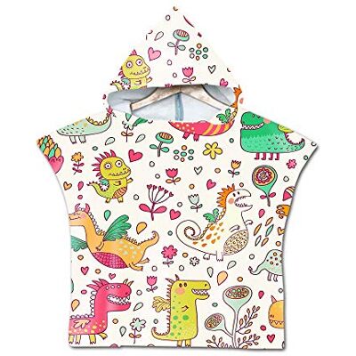 Treer Serviette de Plage Poncho À Capuchon, Dinosaure Enfants Microfibre à Séchage Rapide Sports Serviette De Bain Robes Peignoir Plage Serviettes de Natation pour Enfant (60 * 60cm,Blanche Fleur) Treer Serviette de Plage Poncho À Capuchon, Dinosaure Enfants Microfibre à Séchage Rapide Sports Serviette De Bain Robes Peignoir Plage Serviettes de Natation pour Enfant (60 * 60cm,Blanche Fleur)