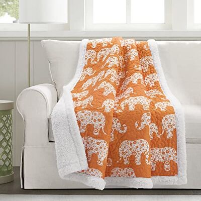 Lush Decor Elephant Parade Couverture Sherpa Orange 152,4 x 127 cm Lush Decor Elephant Parade Couverture Sherpa Orange 152,4 x 127 cm