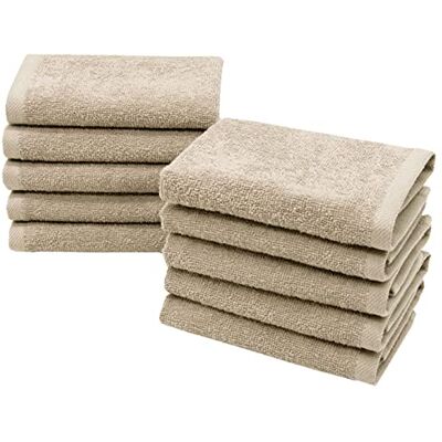 ZOLLNER Set de 10 Petites Serviettes pour invités, 30x30 cm, Coton, Sable ZOLLNER Set de 10 Petites Serviettes pour invités, 30x30 cm, Coton, Sable