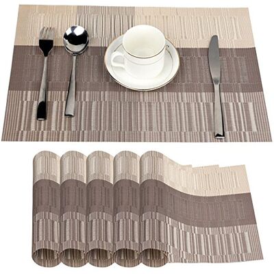Fontic 6Pcs Sets de Table Anti-Glissant en PVC Napperon Lavables(45x30cm) Napperons pour Cuisine, Salon, Jardin ou Salle à Manger (Lumière-Or) Fontic 6Pcs Sets de Table Anti-Glissant en PVC Napperon Lavables(45x30cm) Napperons pour Cuisine, Salon, Jardin ou Salle à Manger (Lumière-Or)