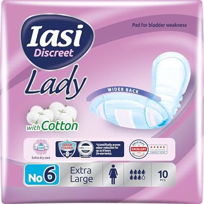IASI Discreet LADY, Serviettes pour fuites urinaires féminines légères et modérées, taille extra large, 10 unités IASI Discreet LADY, Serviettes pour fuites urinaires féminines légères et modérées, taille extra large, 10 unités
