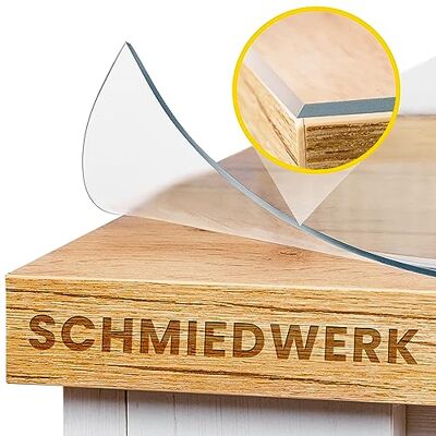 SCHMIEDWERK Film de protection de table transparent sur mesure de 2 mm avec bord agréable Tapis de protection de table fabriqué en Allemagne SCHMIEDWERK Film de protection de table transparent sur mesure de 2 mm avec bord agréable Tapis de protection de table fabriqué en Allemagne
