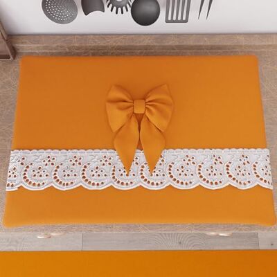 PETTI Artigiani Italiani Couvre-cuiseur élégant, couvre-cuiseur shabby chic en couleur unie avec volants en dentelle sangallo et nœuds, couvre-cuisinière en coton, couvre-cuisinière 70 x 50 cm PETTI Artigiani Italiani Couvre-cuiseur élégant, couvre-cuiseur shabby chic en couleur unie avec volants en dentelle sangallo et nœuds, couvre-cuisinière en coton, couvre-cuisinière 70 x 50 cm