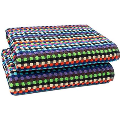ZOLLNER Lot de 2 serviettes de douche, couleurs mélangées, 70 x 140 cm, 100 % coton ZOLLNER Lot de 2 serviettes de douche, couleurs mélangées, 70 x 140 cm, 100 % coton
