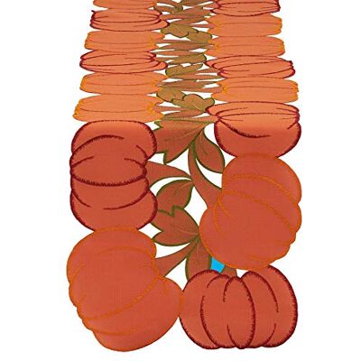 DII Chemin de table en polyester 35,6 x 178,8 cm, citrouilles brodées – Parfait pour l'automne, Thanksgiving, les événements de restauration ou une utilisation quotidienne DII Chemin de table en polyester 35,6 x 178,8 cm, citrouilles brodées – Parfait pour l'automne, Thanksgiving, les événements de restauration ou une utilisation quotidienne