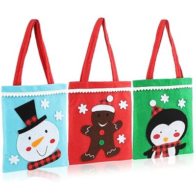 com-four ® 3x Sacs Cadeaux pour Noël, Sac Cadeau avec poignées Sac Cadeau pour Le Père Noël et l'Avent Sac en Feutre avec Motifs de Noël 24 x 20 cm com-four ® 3x Sacs Cadeaux pour Noël, Sac Cadeau avec poignées Sac Cadeau pour Le Père Noël et l'Avent Sac en Feutre avec Motifs de Noël 24 x 20 cm