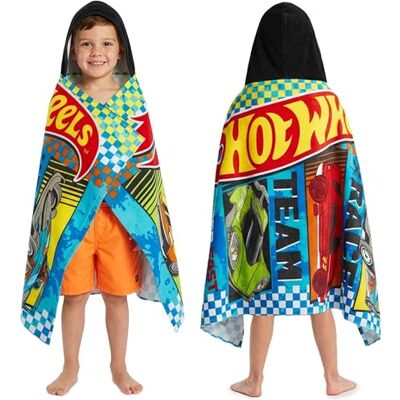 Get Trend Hot Wheels Serviettes de bain Cars avec capuche pour garçons, âgés de 2 à 6 ans, taille unique, douce et absorbante, serviette de plage en coton, poncho de piscine, cadeaux pour garçons Get Trend Hot Wheels Serviettes de bain Cars avec capuche pour garçons, âgés de 2 à 6 ans, taille unique, douce et absorbante, serviette de plage en coton, poncho de piscine, cadeaux pour garçons