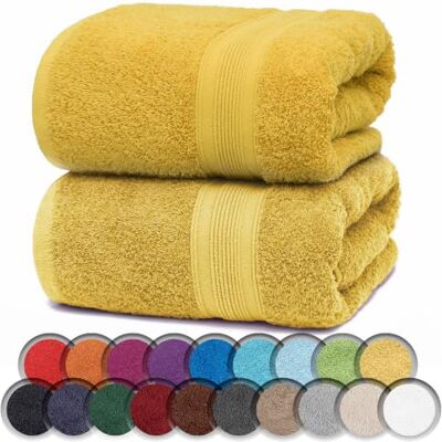 NatureMark Lot de 2 serviettes de sauna de qualité supérieure 80 x 200 cm 100% coton Jaune NatureMark Lot de 2 serviettes de sauna de qualité supérieure 80 x 200 cm 100% coton Jaune