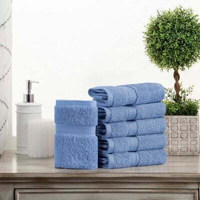 Superior Lot de 4 essuie-mains solides en coton égyptien, 50,8 x 76,2 cm, bleu denim Superior Lot de 4 essuie-mains solides en coton égyptien, 50,8 x 76,2 cm, bleu denim
