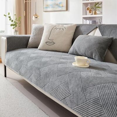 LINGKY Housse de canapé 1, 2, 3 ou 4 places antidérapante, lavable en polaire de lait douce, housse de coussin pour canapé sectionnel Protection contre les animaux de compagnie/enfants/chiens (gris LINGKY Housse de canapé 1, 2, 3 ou 4 places antidérapante, lavable en polaire de lait douce, housse de coussin pour canapé sectionnel Protection contre les animaux de compagnie/enfants/chiens (gris