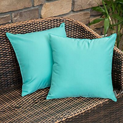 MIULEE Lot de 2 housses de coussin d'extérieur imperméables et décoratives Résistantes aux intempéries Douces Pour canapé, extérieur, jardin, balcon 45 x 45 cm Vert clair MIULEE Lot de 2 housses de coussin d'extérieur imperméables et décoratives Résistantes aux intempéries Douces Pour canapé, extérieur, jardin, balcon 45 x 45 cm Vert clair