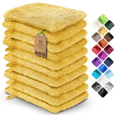 NatureMark 10x Gants de Toilette en Frotte 100% Coton – Doux et Résistants, Idéal pour le Soin Quotidien et les Invités Jaune 15x21 cm NatureMark 10x Gants de Toilette en Frotte 100% Coton – Doux et Résistants, Idéal pour le Soin Quotidien et les Invités Jaune 15x21 cm