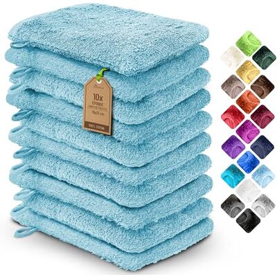 NatureMark 10x Gants de Toilette en Frotte 100% Coton – Doux et Résistants, Idéal pour le Soin Quotidien et les Invités Bleu Clair 15x21 cm NatureMark 10x Gants de Toilette en Frotte 100% Coton – Doux et Résistants, Idéal pour le Soin Quotidien et les Invités Bleu Clair 15x21 cm