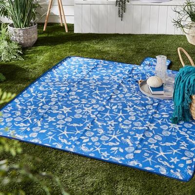 Fusion Coastal Bay Couverture de pique-nique 100% polyester doux au toucher Bleu 135 x 150 cm Fusion Coastal Bay Couverture de pique-nique 100% polyester doux au toucher Bleu 135 x 150 cm