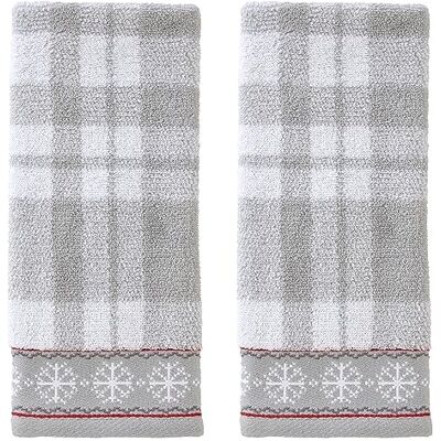 SKL Home Lot de 2 serviettes de toilette à carreaux pour le bain/cuisine/bar et cadeau, 40,6 x 63,5 cm SKL Home Lot de 2 serviettes de toilette à carreaux pour le bain/cuisine/bar et cadeau, 40,6 x 63,5 cm
