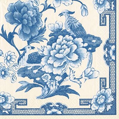 Caspari Lot de 40 serviettes de table pour cocktail Bleu et blanc Caspari Lot de 40 serviettes de table pour cocktail Bleu et blanc