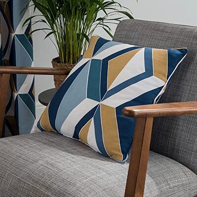 Sleepdown Grand coussin garni de diamants géométriques imprimés Bleu marine 45 x 45 cm Sleepdown Grand coussin garni de diamants géométriques imprimés Bleu marine 45 x 45 cm