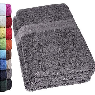 NatureMark Lot de 2 Serviettes de Sauna, Qualité Supérieure, 80 x 200 cm, 100% Coton, Gris Anthracite, NM-HT0802 NatureMark Lot de 2 Serviettes de Sauna, Qualité Supérieure, 80 x 200 cm, 100% Coton, Gris Anthracite, NM-HT0802