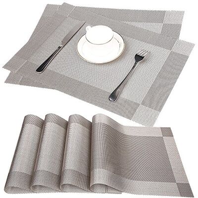 Fontic 6Pcs Sets de Table Anti-glissant en PVC Napperon Lavables(45x30cm) Napperons pour Cuisine, Salon, Jardin ou Salle à Manger (Gris) Fontic 6Pcs Sets de Table Anti-glissant en PVC Napperon Lavables(45x30cm) Napperons pour Cuisine, Salon, Jardin ou Salle à Manger (Gris)