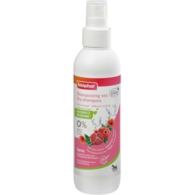 Beaphar – Spray Shampoing Sec labellisé ECOCERT pour Chien et Chat – Contient de l'Aloe Vera, de l'huile de Bourrache et de la Menthe Bio – pH Neutre – sans parabène/Silicone/Colorant/Alcool – 200 ML Beaphar – Spray Shampoing Sec labellisé ECOCERT pour Chien et Chat – Contient de l'Aloe Vera, de l'huile de Bourrache et de la Menthe Bio – pH Neutre – sans parabène/Silicone/Colorant/Alcool – 200 ML