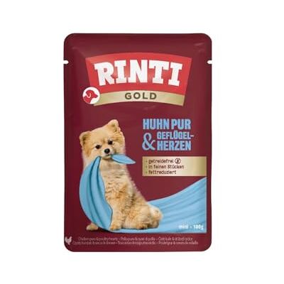 Rinti Gold Nourriture humide facile à digérer pour les petits chiens adultes. Aliment complet dans un sachet frais sans viande moulée, soja ou additifs artificiels 10 x 100 g de poulet pur + Rinti Gold Nourriture humide facile à digérer pour les petits chiens adultes. Aliment complet dans un sachet frais sans viande moulée, soja ou additifs artificiels 10 x 100 g de poulet pur +