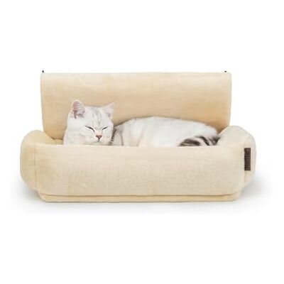 lionto Litière chauffante pour chats avec revêtement en peluche douillet lavable, crochets métalliques adaptés à radiateurs courants, hamac en matériau confortable, beige lionto Litière chauffante pour chats avec revêtement en peluche douillet lavable, crochets métalliques adaptés à radiateurs courants, hamac en matériau confortable, beige