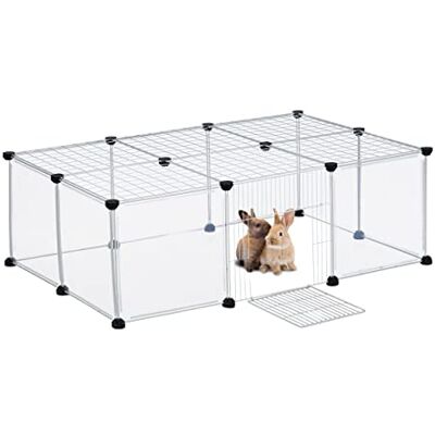 Relaxdays Enclos extérieur HBT 37 x 110 x 75 cm avec porte, couvercle, enclos DIY pour petits animaux, transparent/blanc Relaxdays Enclos extérieur HBT 37 x 110 x 75 cm avec porte, couvercle, enclos DIY pour petits animaux, transparent/blanc