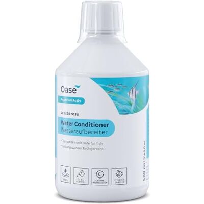 Oase LessStress Conditionneur d'eau 500 ml – Eau d'aquarium adaptée aux poissons, protège les bactéries filtrantes, réduit le stress chez les poissons d'ornement, donne de l'iode Oase LessStress Conditionneur d'eau 500 ml – Eau d'aquarium adaptée aux poissons, protège les bactéries filtrantes, réduit le stress chez les poissons d'ornement, donne de l'iode