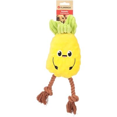 FLAMINGO Jouet pour Chien Bubto Ananas Jaune avec Corde 12,5x7,5x33cm avec couineur FLAMINGO Jouet pour Chien Bubto Ananas Jaune avec Corde 12,5x7,5x33cm avec couineur