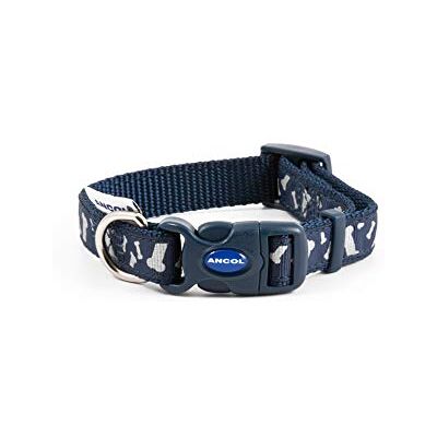 Collier Réfléchissant en Nylon Ancol - Os Bleus - 45-70cm Collier Réfléchissant en Nylon Ancol - Os Bleus - 45-70cm