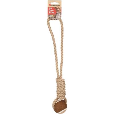 FLAMINGO Jouet pour Chien Chanvre Kush Corde à Tirer avec Balle Tennis Brun 46x7,5x6,4cm avec poignée Prévient la Plaque Dentaire Masse Les gencives FLAMINGO Jouet pour Chien Chanvre Kush Corde à Tirer avec Balle Tennis Brun 46x7,5x6,4cm avec poignée Prévient la Plaque Dentaire Masse Les gencives